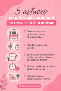 Femme souriante travaillant dans un bureau à domicile organisé et lumineux.