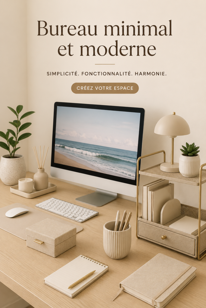 Bureau moderne minimaliste avec un décor épuré et des meubles fonctionnels