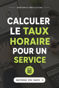 Une femme utilise une calculatrice pour déterminer son tarif horaire pour ses services.