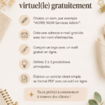 Image d'une femme travaillant en tant qu'assistante virtuelle, entourée d'outils numériques.