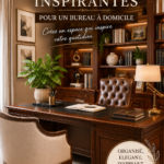 Un bureau à domicile chaleureux avec des éléments décoratifs inspirants.
