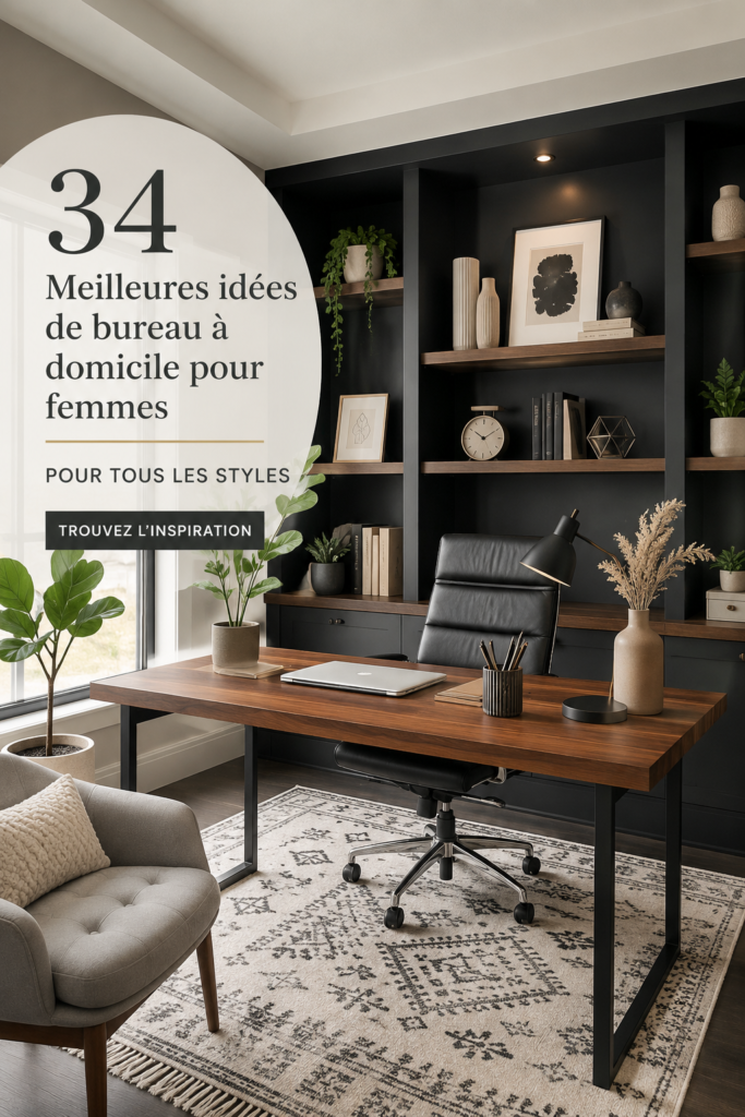 Bureau à domicile moderne et élégant avec espace de travail bien aménagé