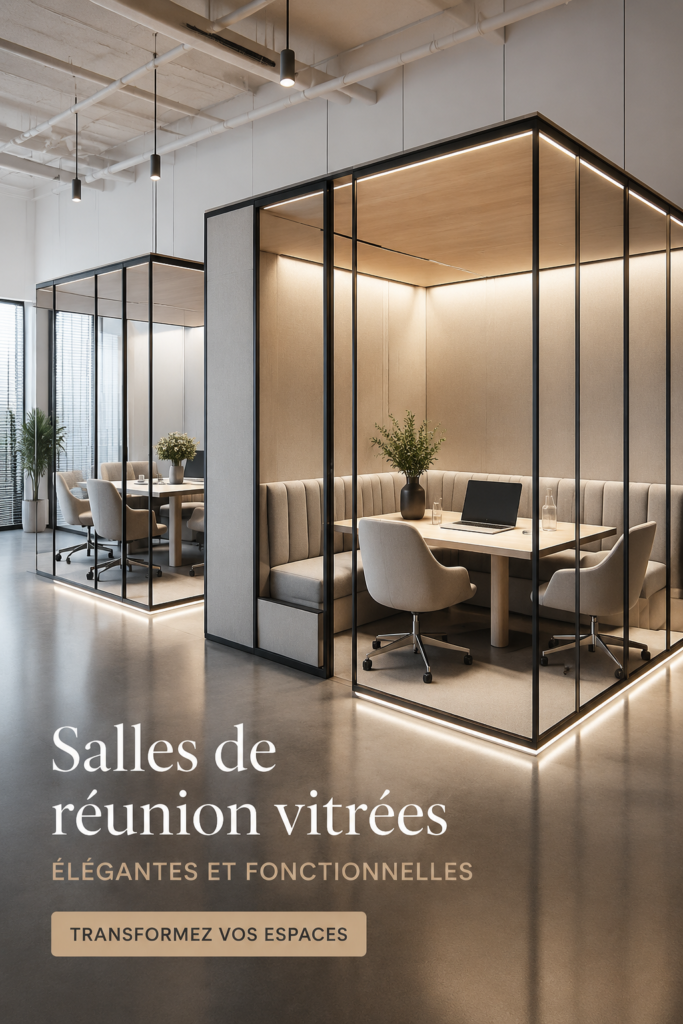 Salle de conférence en verre lumineuse avec décoration moderne