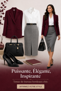Femme en tenue de bureau élégante avec un look puissant
