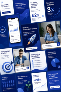 Illustration d'une femme utilisant un ordinateur pour travailler sur sa visibilité en ligne