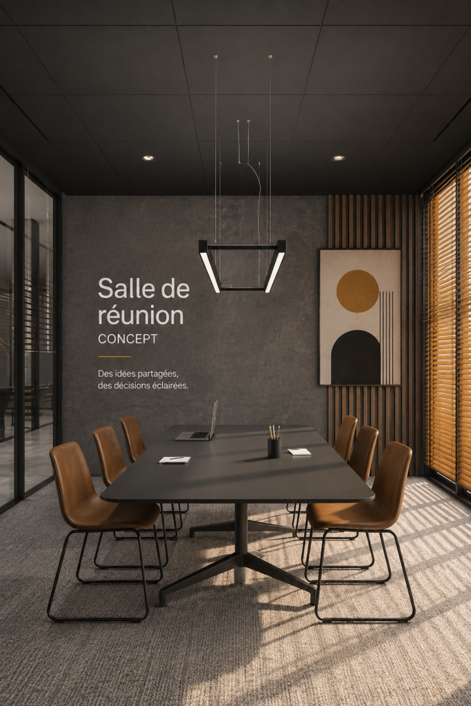 Salle de réunion moderne aménagée avec goût et confort.