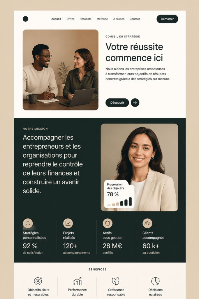 Exemple d'une page d'atterrissage optimisée pour la conversion