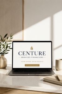Logo moderne et stylisé pour une entreprise de services financiers, représentant une image professionnelle.