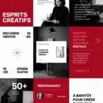 Exemple de design moderne pour un post sur les réseaux sociaux avec des graphiques colorés.