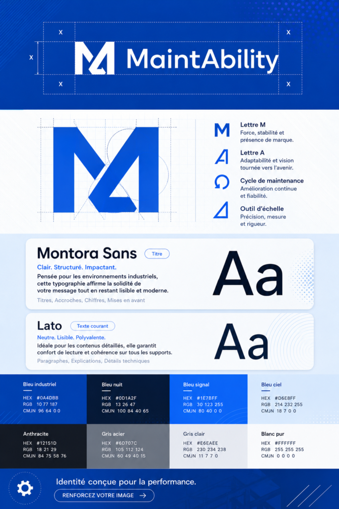 Directives de marque industrielles avec logo et éléments visuels