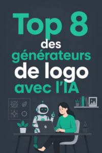 Un écran d'ordinateur affichant plusieurs générateurs de logo avec l'IA, illustrant la création d'identités visuelles modernes.