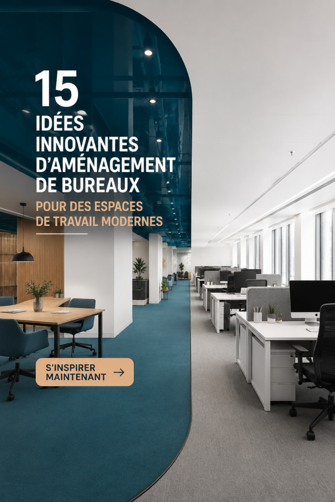 Un bureau moderne avec un design accueillant et des couleurs apaisantes.