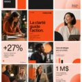 Une image illustrant l'identité de marque avec des éléments graphiques colorés et un logo