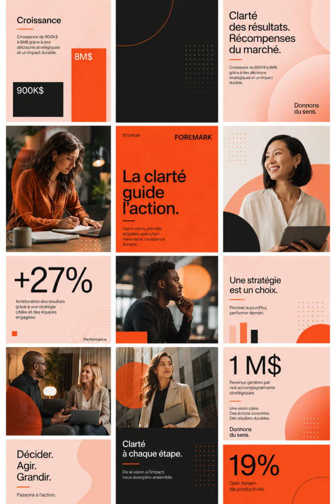 Une image illustrant l'identité de marque avec des éléments graphiques colorés et un logo
