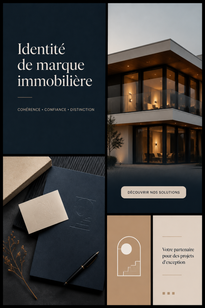 Graphique illustrant les éléments d'une identité de marque immobilière