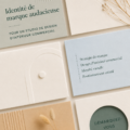 Identité de marque audacieuse pour un studio de design intérieur avec des couleurs vives et un logo distinctif.