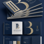 Logo moderne représentant un cabinet d'avocats avec des éléments de design professionnel.