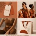 Un montage visuel présentant des pièces de la collection Moowe Fitwear mettant en avant l'identité visuelle de la marque.