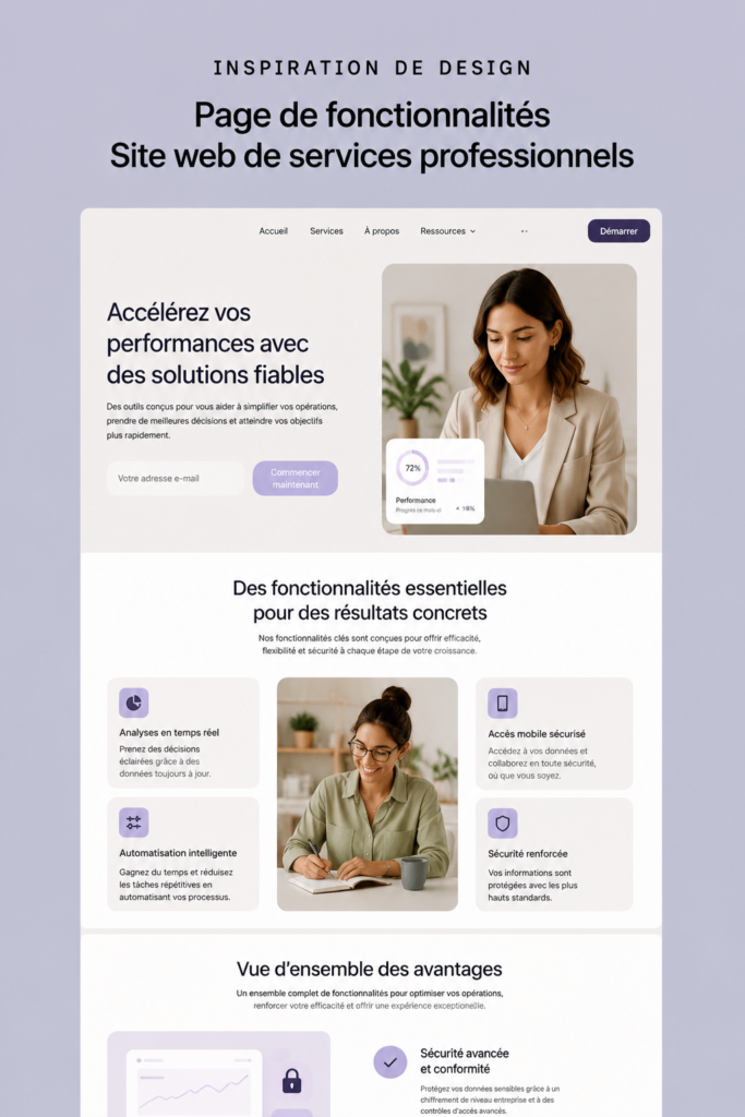 Inspiration pour design de page de services professionnels