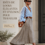 Une femme élégamment habillée pour le bureau avec un look chic et professionnel.