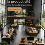 Un bureau moderne avec du mobilier ergonomique, favorisant le confort et la concentration.