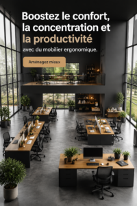 Un bureau moderne avec du mobilier ergonomique, favorisant le confort et la concentration.