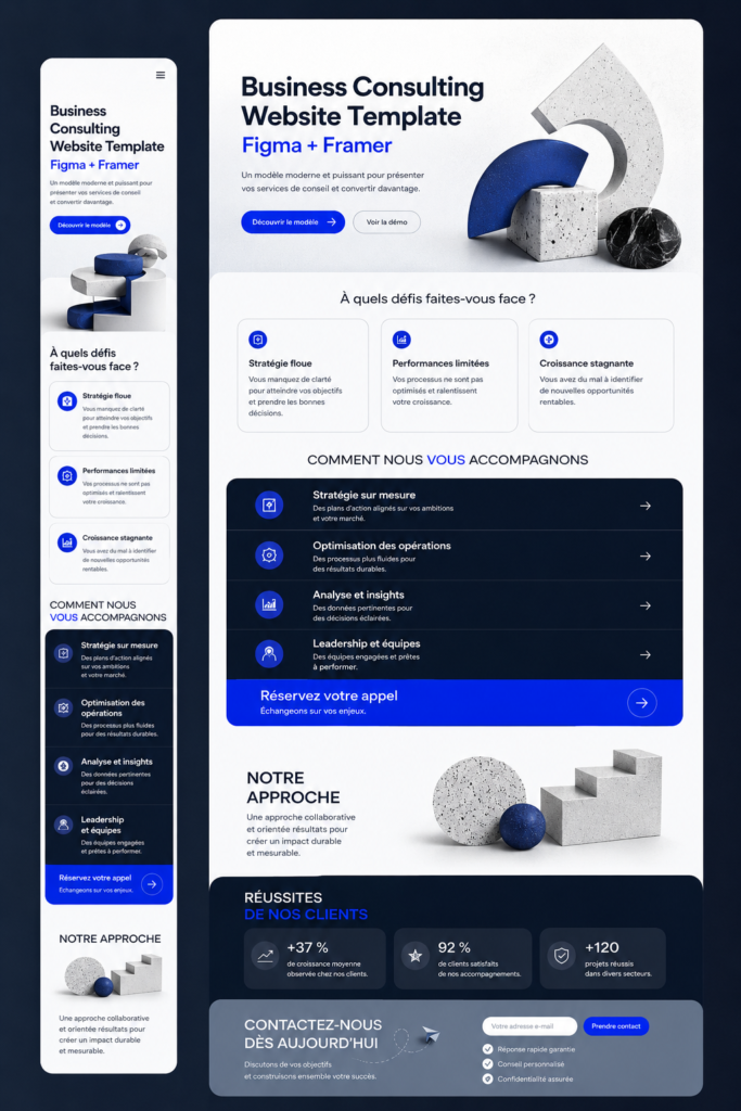 Modèle de site de conseil moderne avec un design professionnel