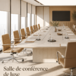 Salle de conférence élégante avec mobilier moderne et décor raffiné