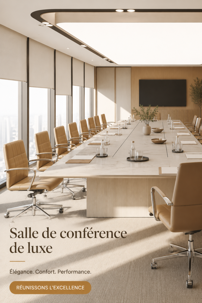 Salle de conférence élégante avec mobilier moderne et décor raffiné