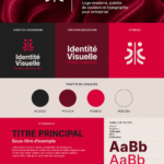 Exemple de tableau de marque moderne avec logo, palette de couleurs et typographie