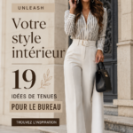 Femme élégamment habillée pour le bureau dans un style chic et professionnel.