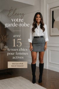 Femme professionnelle portant un blazer élégant et un pantalon chic pour le bureau