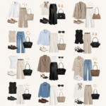 Collage de tenues printanières modernes adaptées au bureau pour femmes