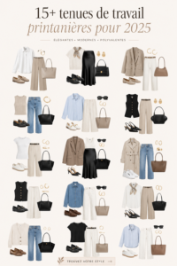 Collage de tenues printanières modernes adaptées au bureau pour femmes