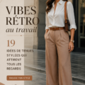 Femme habillée avec une tenue rétro chic au bureau.