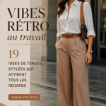 Femme habillée avec une tenue rétro chic au bureau.