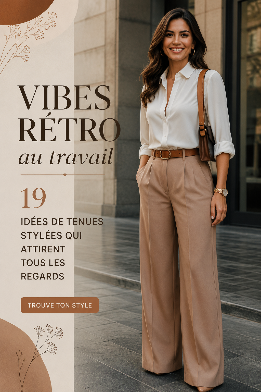 Femme habillée avec une tenue rétro chic au bureau.