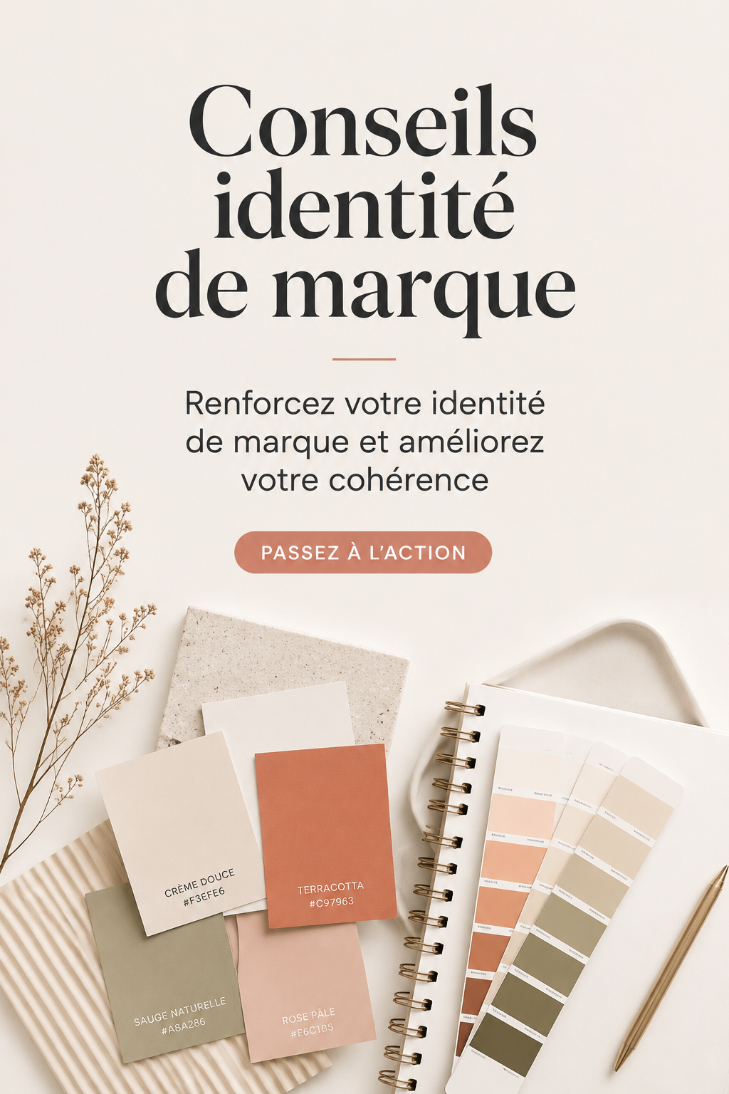 Femme souriante regardant un logo de marque sur son ordinateur, illustrant le concept d'identité de marque.