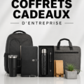 Un élégant coffret cadeau d'entreprise sur une table en bois