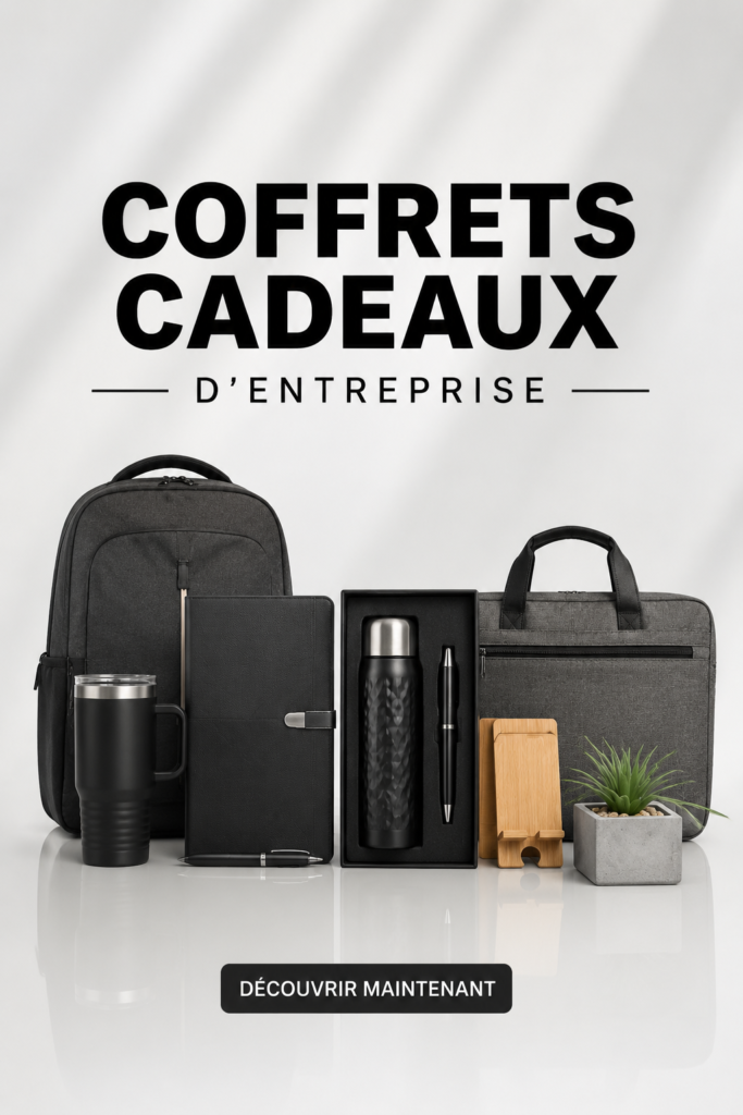 Un élégant coffret cadeau d'entreprise sur une table en bois
