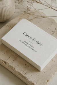 Exemple de carte de visite design pour un studio de décoration intérieure.