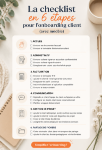 Check-list d'onboarding client avec des étapes détaillées