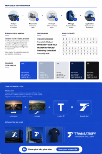 Un designer travaillant sur un logo moderne pour Transatisfy, illustrant le processus créatif.