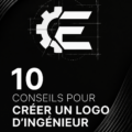 Logo d'ingénieur moderne avec des éléments graphiques stylisés.