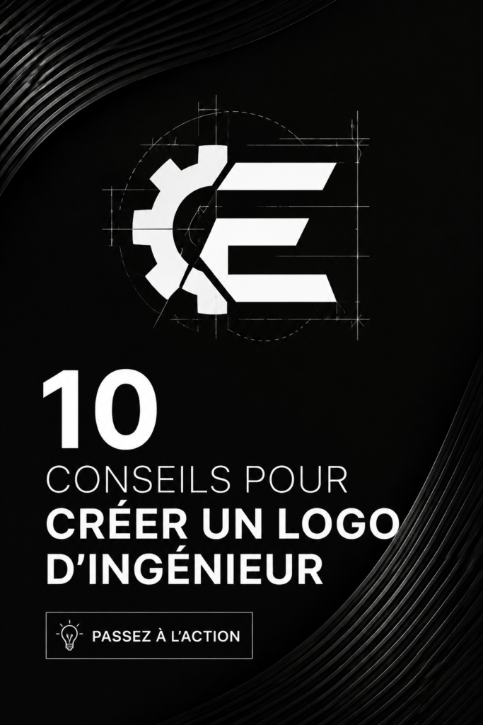 Logo d'ingénieur moderne avec des éléments graphiques stylisés.
