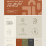 Logo d'architecte d'intérieur moderne avec palette de couleurs élégantes et textures raffinées.