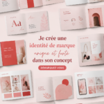 Illustration d'une identité de marque moderne avec des éléments graphiques colorés.