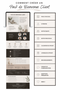 Pack de bienvenue élégant pour les clients avec des éléments personnalisés.