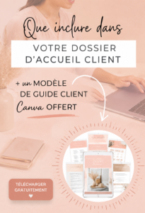 Un exemple de paquet d'onboarding client conçu sur Canva, avec des designs attractifs et des éléments informatifs.
