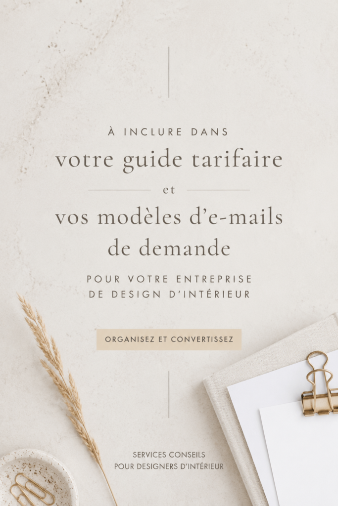 Guide tarifaire et modèles d'emails pour le design d'intérieur
